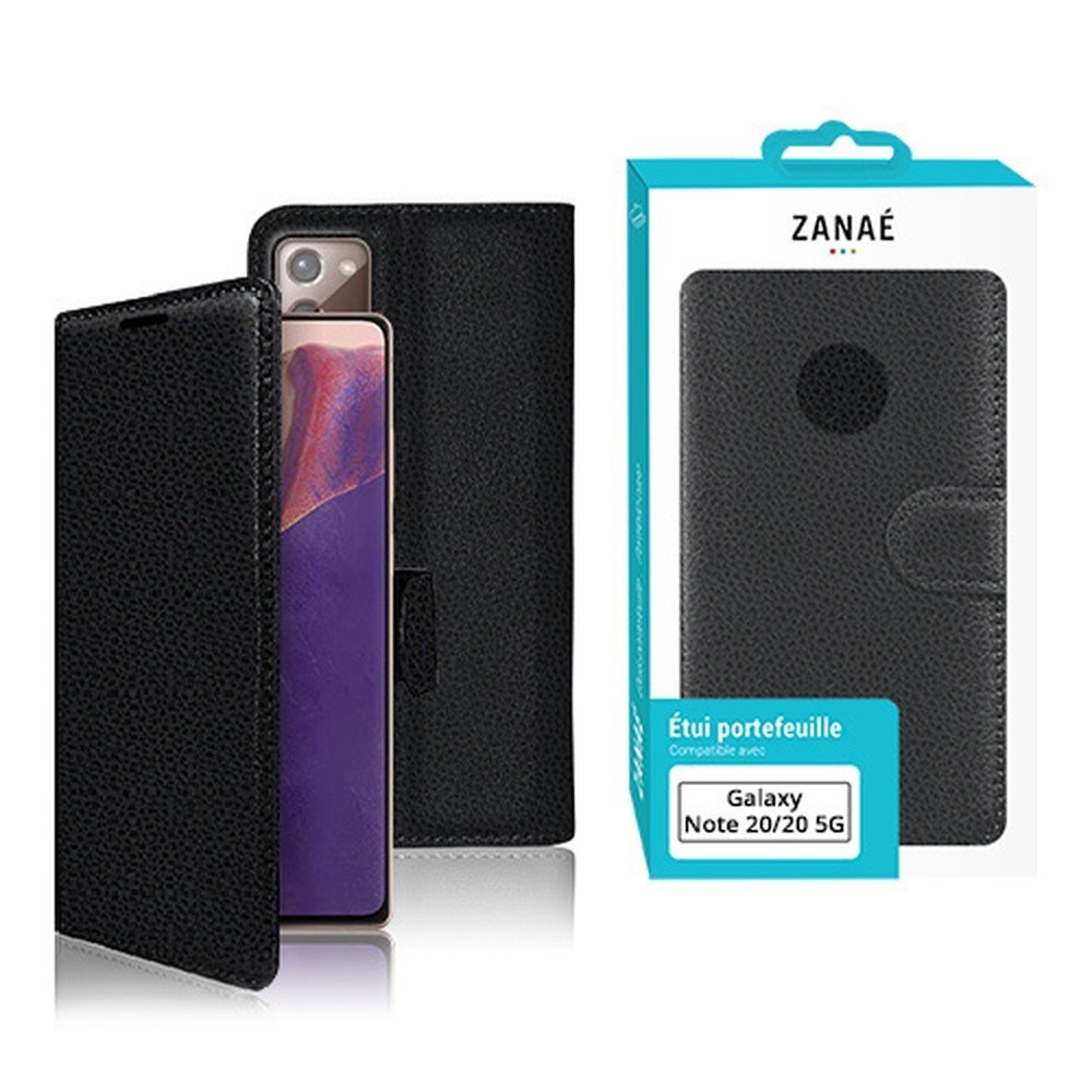 Étui portefeuille Zanae noir pour Galaxy Note 20
