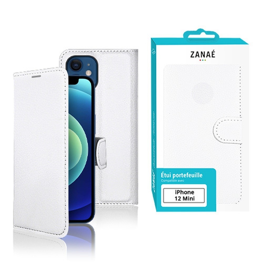 Étui Portefeuille Zanae pour iPhone 12 Mini en blanc