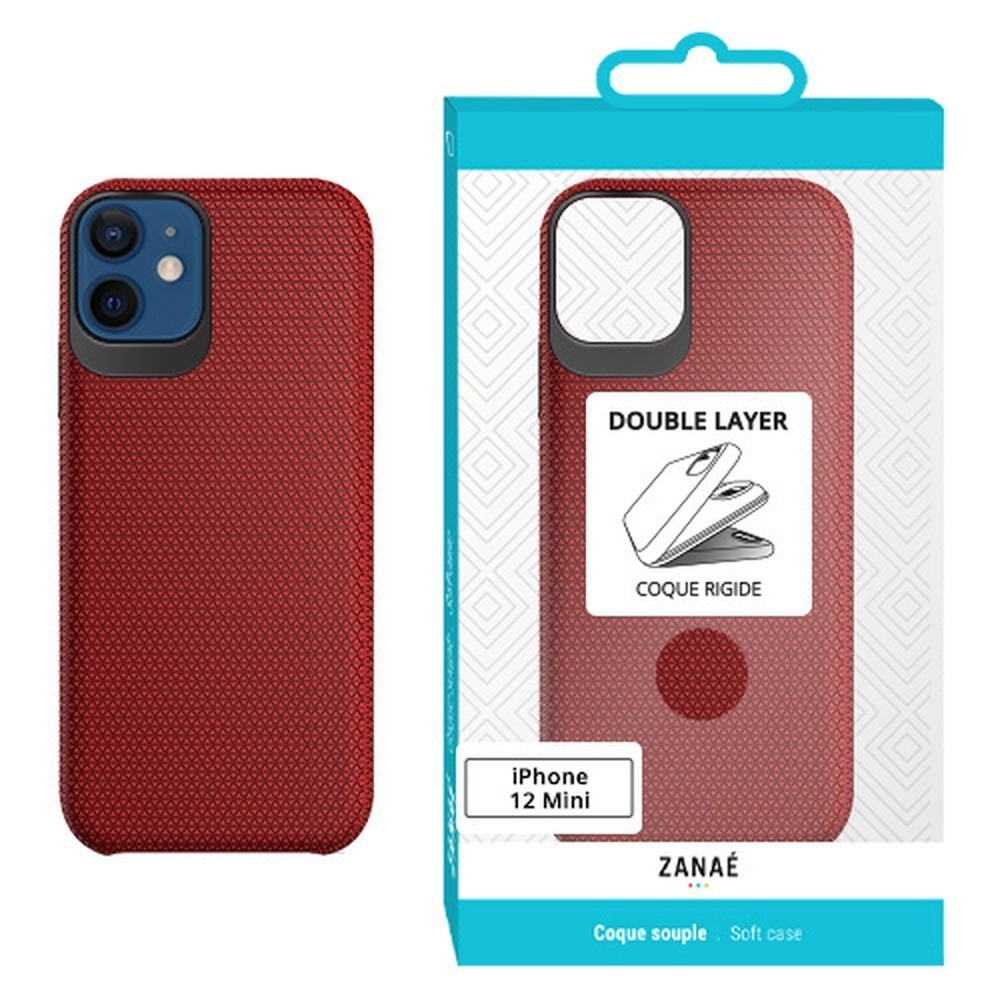 Coque Double Layer rouge pour iPhone 12 Mini