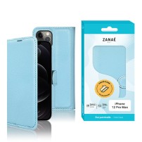 Etui Portefeuille Zanae bleu clair pour iPhone 12 Pro Max
