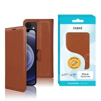Etui Portefeuille Zanae pour iPhone 12 et 12 Pro en marron
