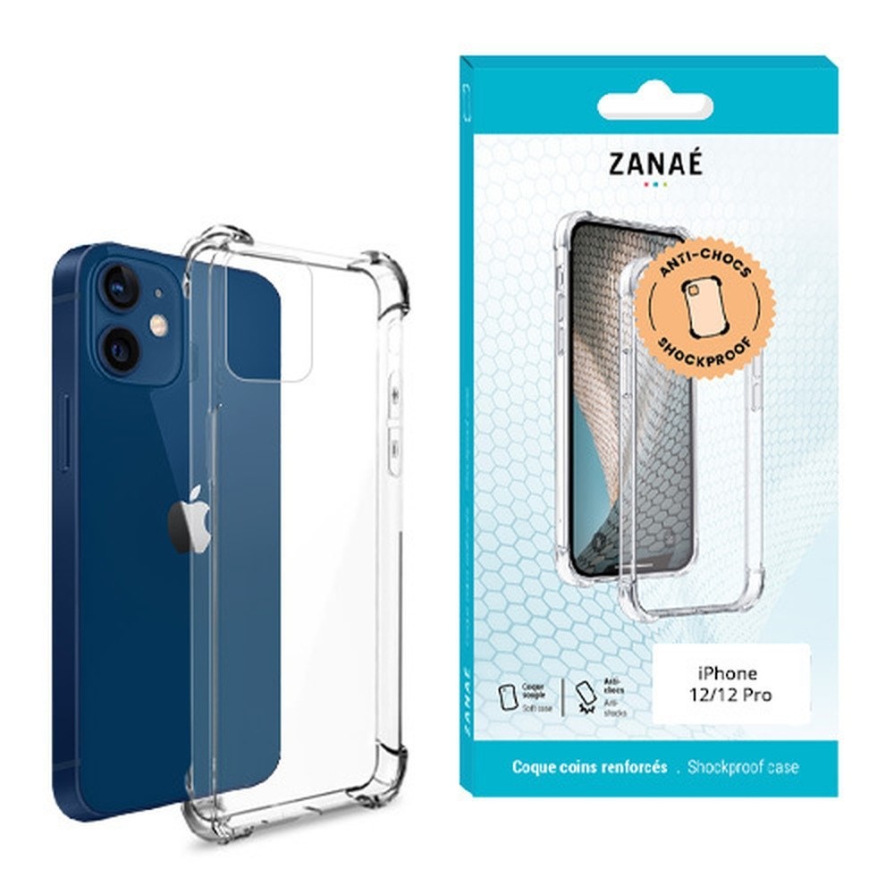 Coque silicone transparente avec coins renforcés pour iPhone 12/12 Pro