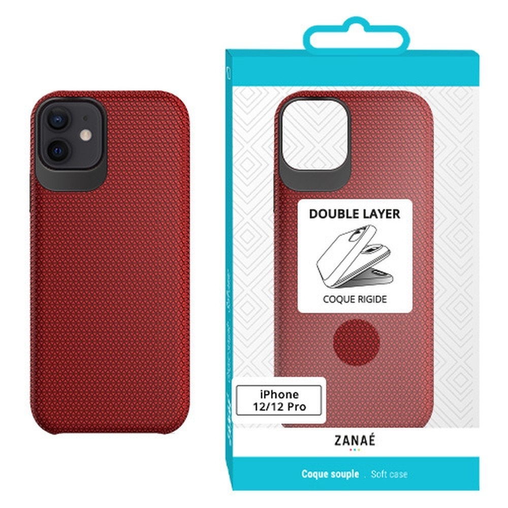 Coque Double Layer Rouge pour iPhone 12 et 12 Pro