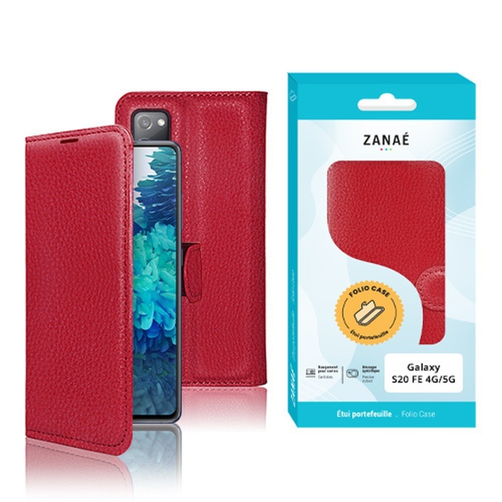 Étui Portefeuille Zanae Rouge pour Samsung Galaxy S20 FE