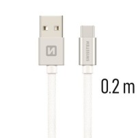 Câble textile USB/USB-C 0.2m argent
