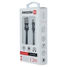 Câble Swissten textile USB / Lightning 1.2m Noir