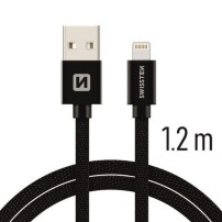 Câble Swissten textile USB / Lightning 1.2m Noir