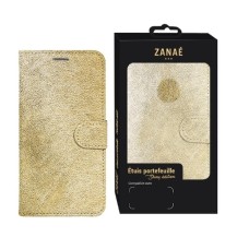 Étui portefeuille doré Zanae Shiny pour iPhone 12 Mini