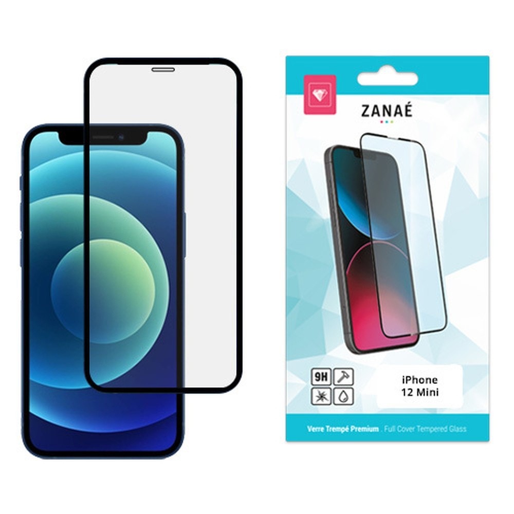 Verre trempé Full Cover pour iPhone 12 Mini noir