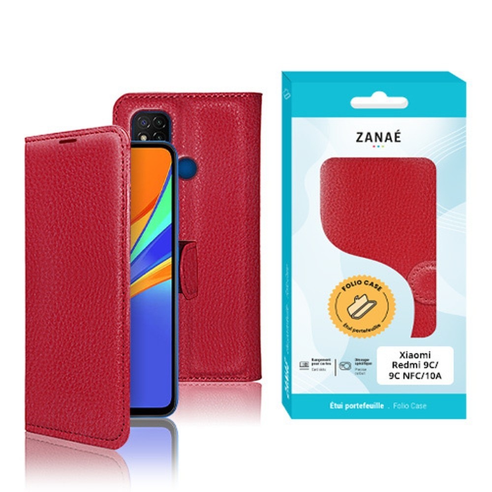Étui portefeuille rouge pour Xiaomi Redmi 9C