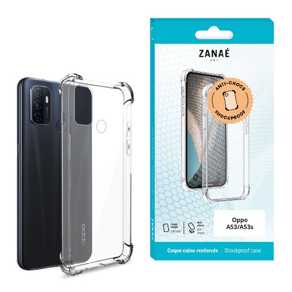 Coque en silicone transparent avec coins renforcés pour Oppo A53/A53s