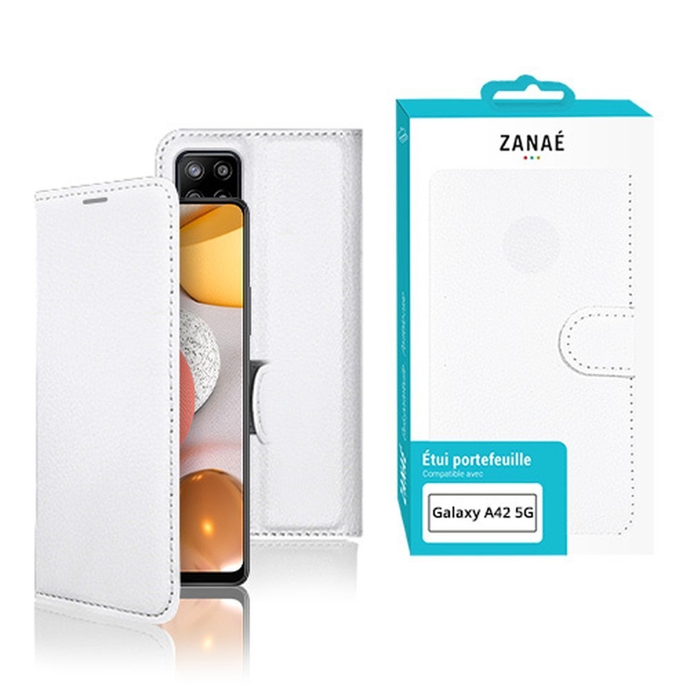 Etui Portefeuille Zanae blanc pour Samsung Galaxy A42 5G