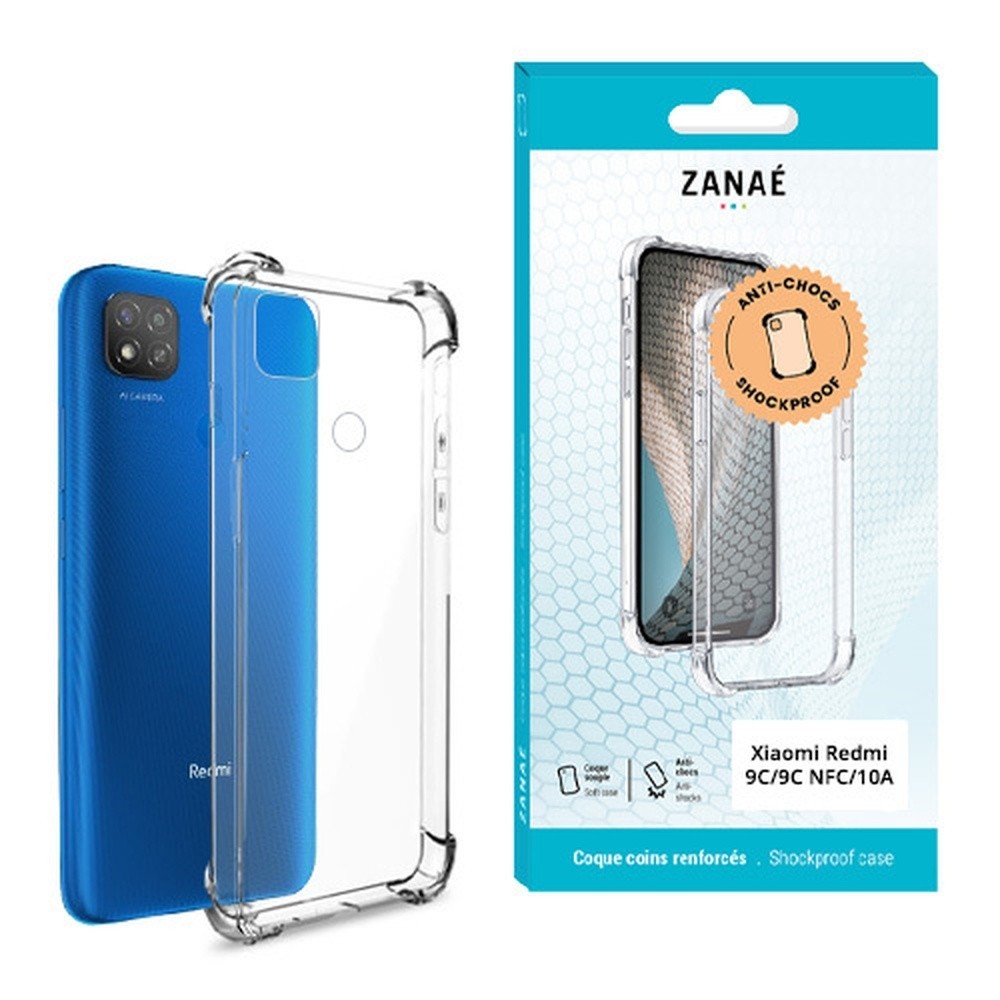 Coque silicone transparente renforcée pour Xiaomi Redmi 9C et 10A