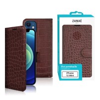 Étui Zanae Croco Chocolat pour iPhone 12 Mini