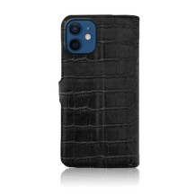 Étui Zanae Croco en simili-cuir noir pour iPhone 12 Mini