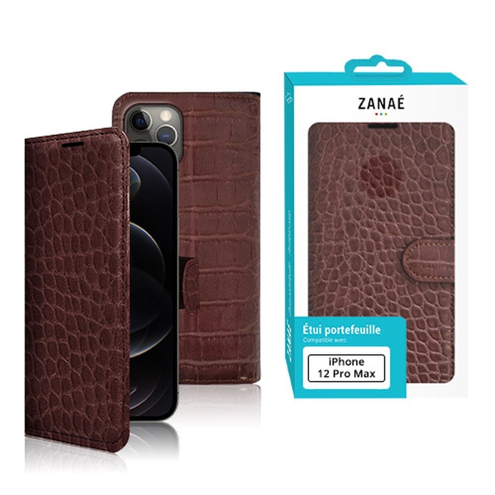 Étui Zanae Croco pour iPhone 12 Pro Max en couleur chocolat