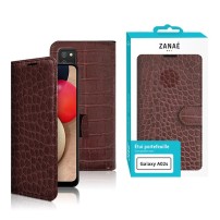 Élégant étui Zanae Croco pour Galaxy A02s couleur chocolat
