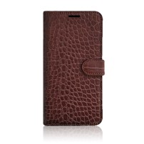Élégant étui Zanae Croco pour Galaxy A02s couleur chocolat