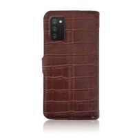 Élégant étui Zanae Croco pour Galaxy A02s couleur chocolat