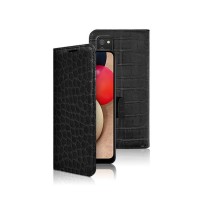 Etui Zanae Croco Noir pour Galaxy A02s