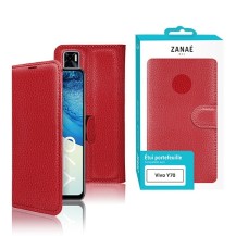 Élégant étui portefeuille rouge pour Vivo Y70
