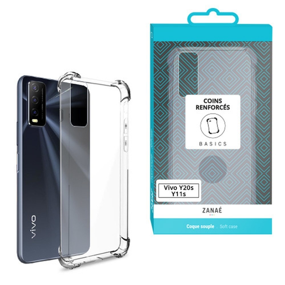 Coque en silicone transparente avec coins renforcés pour Vivo Y11s