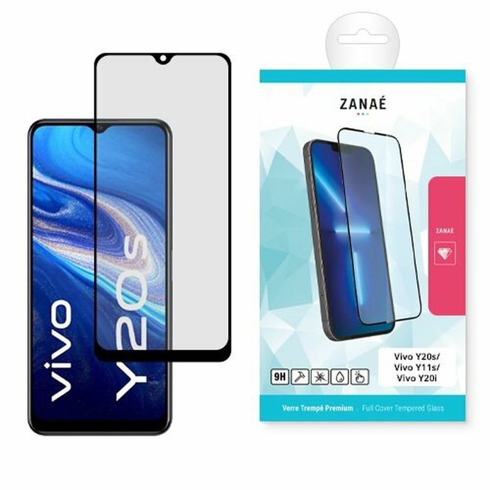Verre trempé Full Cover noir pour Vivo Y11s/Y20s/Y20i