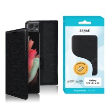 Etui Portefeuille Zanae pour Galaxy S21 Ultra 5G Noir
