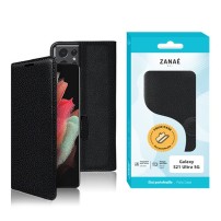 Etui Portefeuille Zanae pour Galaxy S21 Ultra 5G Noir