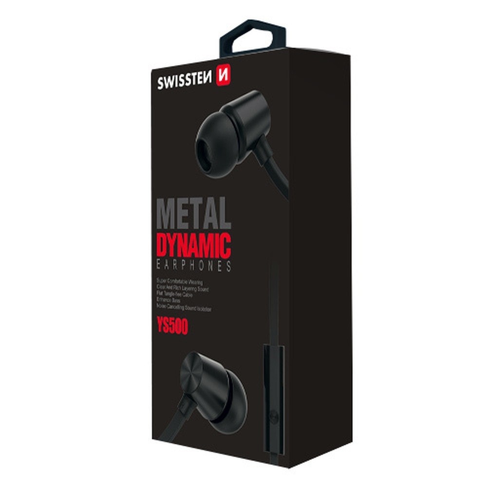 Écouteurs kit mains libres métal Swissten en noir