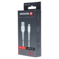 Câble Swissten USB Micro USB 1m de couleur blanche