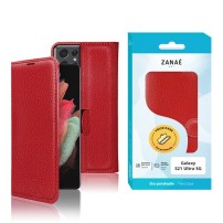 Etui Portefeuille Zanae pour Galaxy S21 Ultra 5G en rouge vibrant