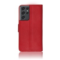 Etui Portefeuille Zanae pour Galaxy S21 Ultra 5G en rouge vibrant
