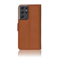 Etui Portefeuille Zanae marron pour Galaxy S21 Ultra 5G