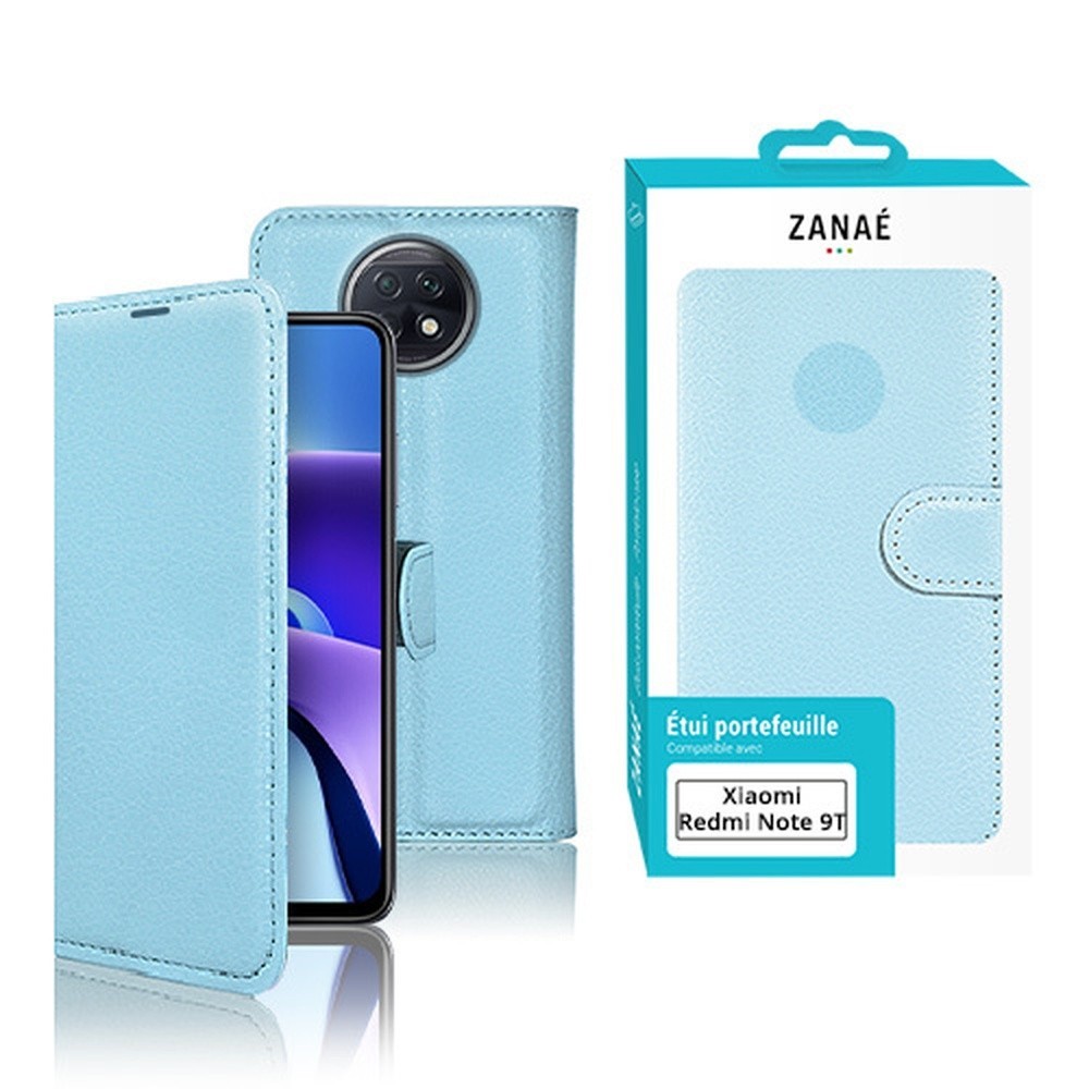 Etui Portefeuille Zanae Xiaomi Redmi Note 9T Bleu clair