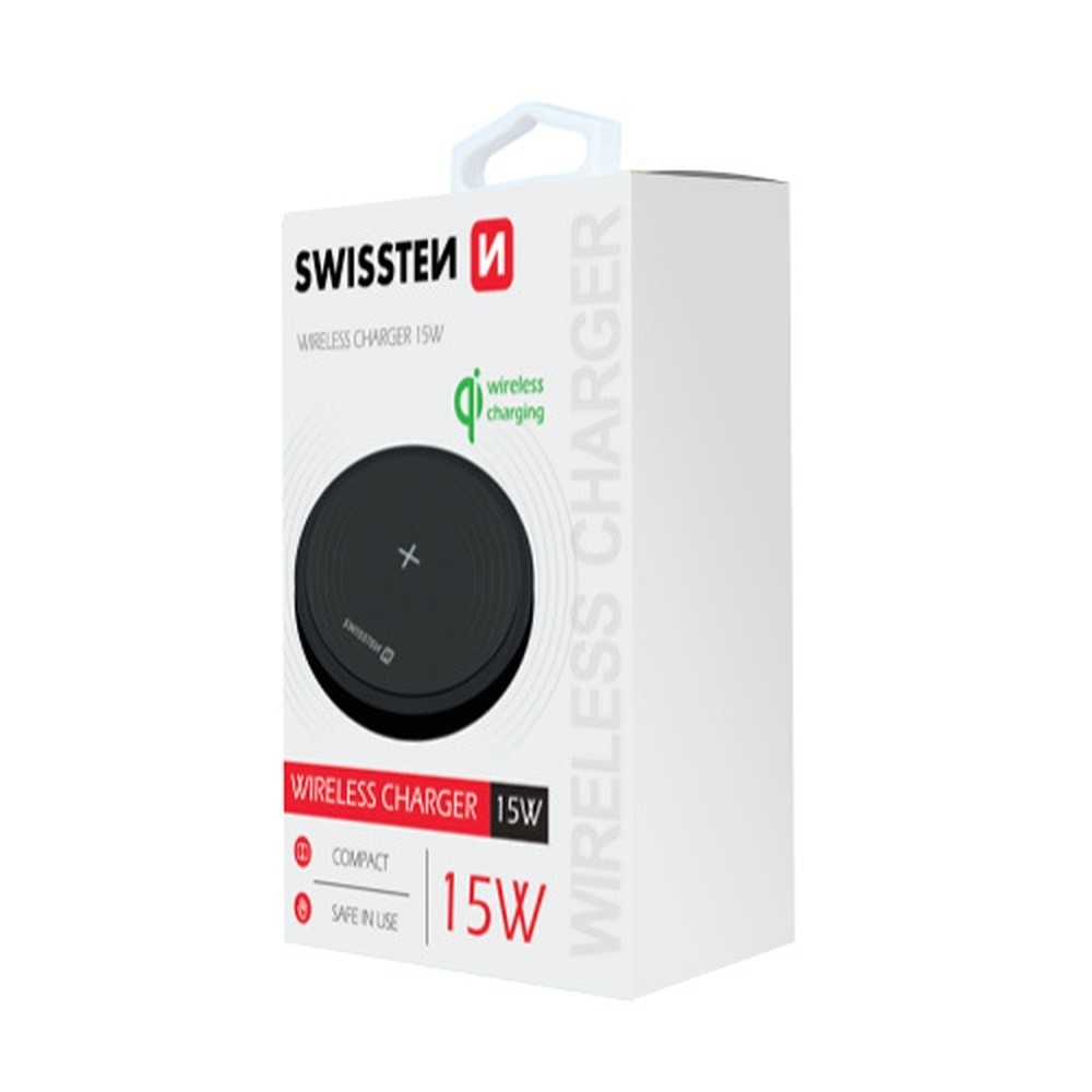 Chargeur par induction Swissten 15W noir avec câble USB-C