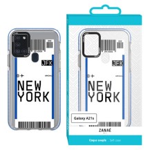 Coque transparente pour Galaxy A21s - billet d'avion NEW YORK
