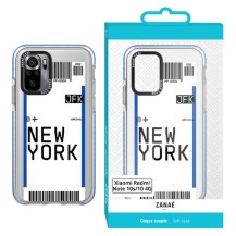 Coque transparente billet d'avion NEW YORK pour Redmi Note 10 et Poco M5s