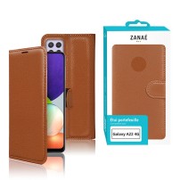 Etui Portefeuille Zanae pour Samsung Galaxy A22 4G et M22 4G couleur marron