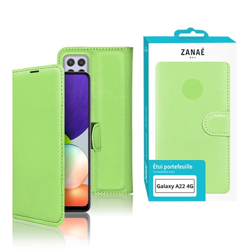 Etui portefeuille vert pour Samsung Galaxy A22 et M22