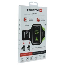 Brassard de sport noir Swissten pour smartphones