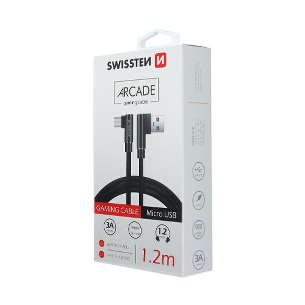 Câble Swissten Arcade Noir avec connecteurs USB et Micro USB
