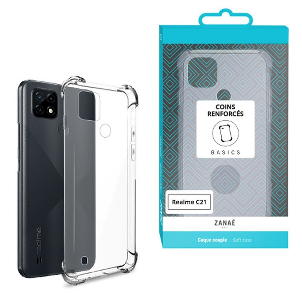 Coque Silicone transparente pour Realme C21 avec coins renforcés