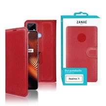 Étui Portefeuille Rouge pour Realme 7i en situation