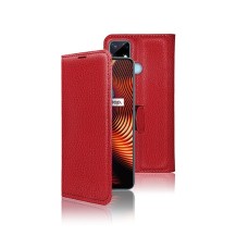 Étui Portefeuille Rouge pour Realme 7i en situation