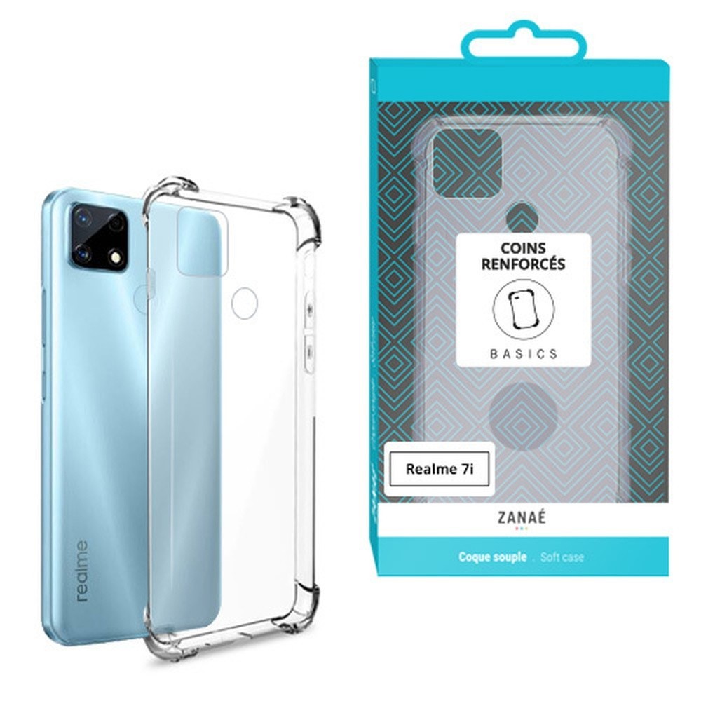 Coque en silicone transparente avec coins renforcés pour Realme 7i