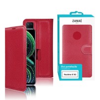 Etui Portefeuille Zanae rouge pour Realme 8 5G avec fonctionnalités pratiques