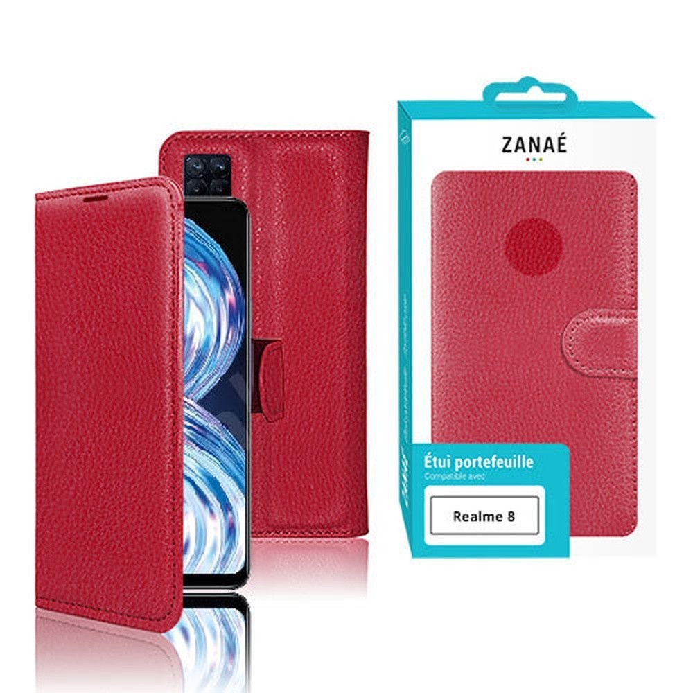 Étui Portefeuille Zanae Rouge pour Realme 8/8 Pro