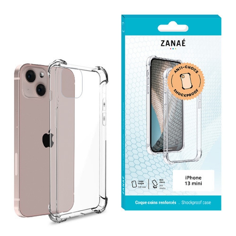 Coque transparente en silicone pour iPhone 13 mini avec coins renforcés