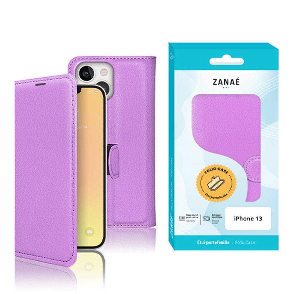 Etui Portefeuille Violet Zanae pour iPhone 13
